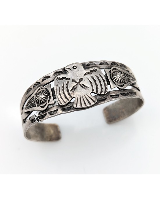 Navajo Sterling Silver Thunderbird Cuff Bracelet
